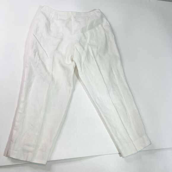 Talbots Pants Womens 18 White Linen High Rise Straight Leg Pull-On - Picture 7 of 9